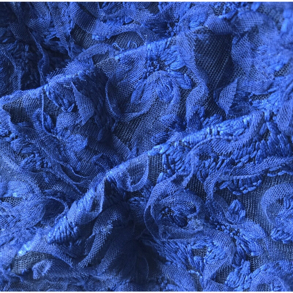 JS Collections Floral Lace Formal Midi Dress Navy 2 NWOT Tea-Length Prom Wedding - Picture 7 of 11